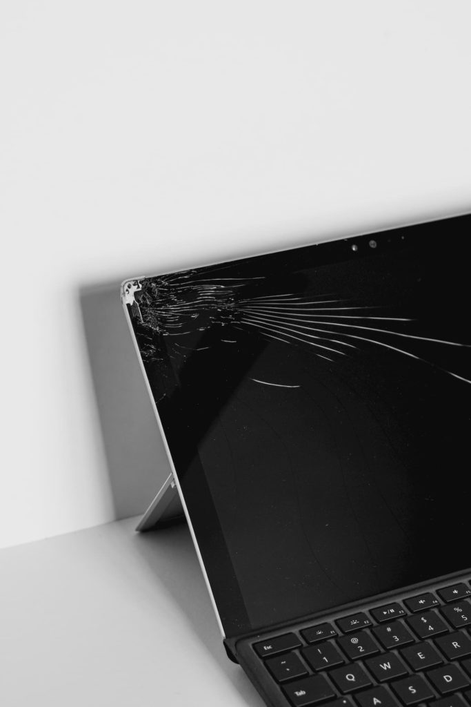Laptop with a cracked screen